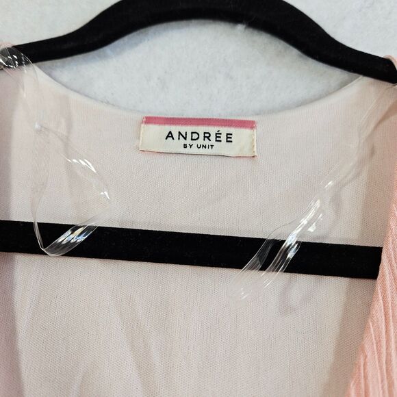 Andree by Unit Dress Women S Pastel Peach Pink Ruffle Long Sleeve Stretch Chic - Picture 15 of 16